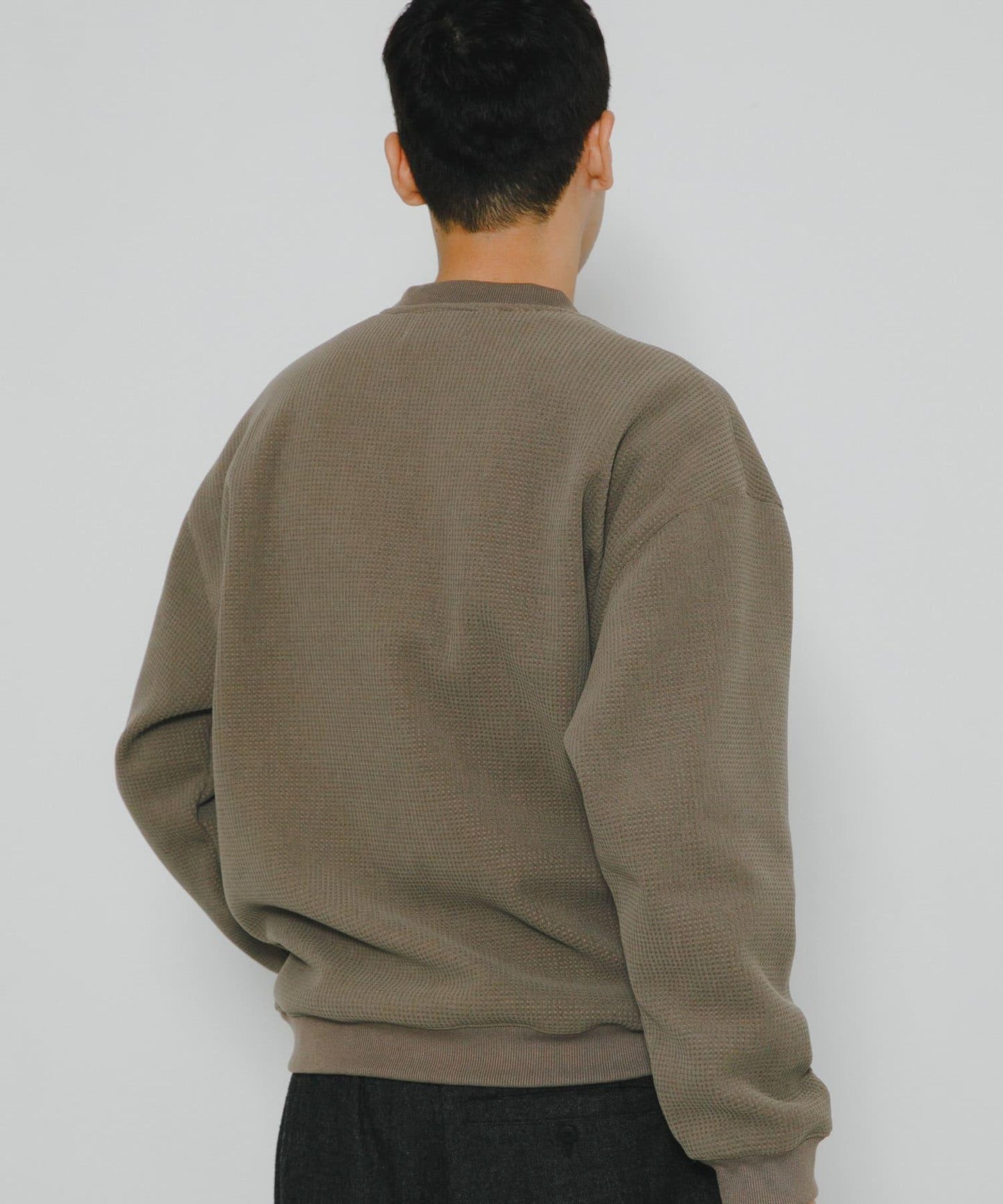 加絨華夫格寬鬆休閒套頭衫