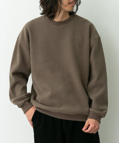 加絨華夫格寬鬆休閒套頭衫