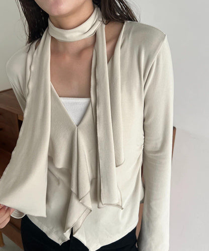 【CAPRICIEUX LE'MAGE】帶領結荷葉邊上衣