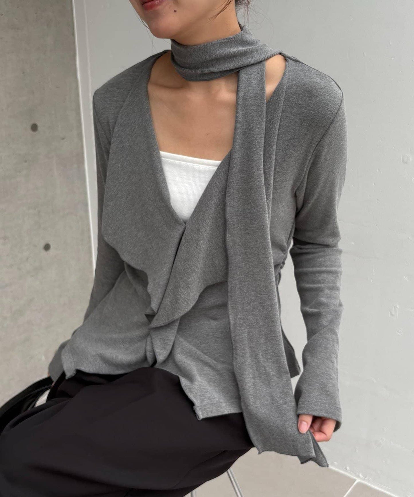 【CAPRICIEUX LE'MAGE】帶領結荷葉邊上衣