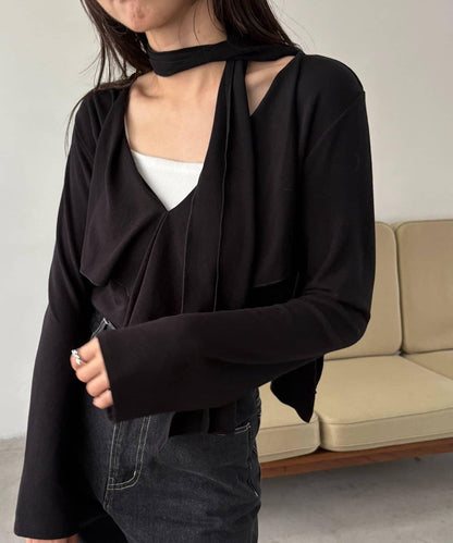 【CAPRICIEUX LE'MAGE】帶領結荷葉邊上衣