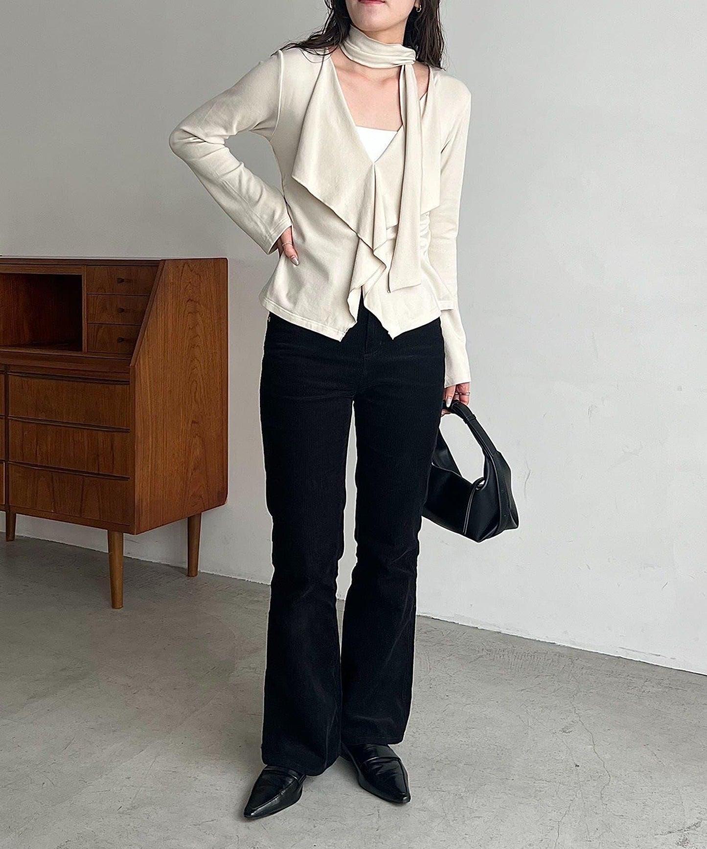 【CAPRICIEUX LE'MAGE】帶領結荷葉邊上衣