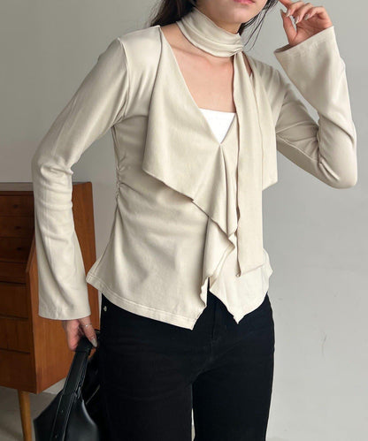 【CAPRICIEUX LE'MAGE】帶領結荷葉邊上衣