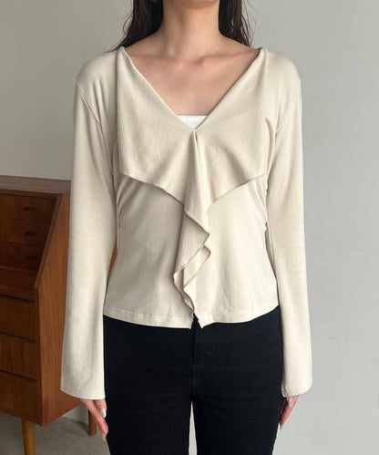 【CAPRICIEUX LE'MAGE】帶領結荷葉邊上衣