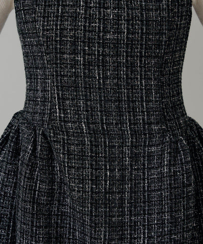 【SALON by Chico】呢料側褶皺喇叭迷你連衣裙