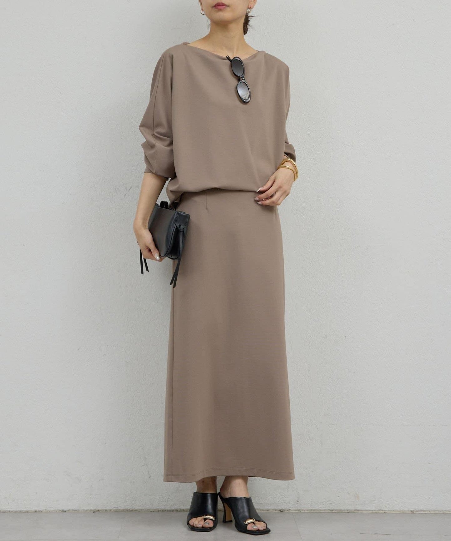 一字肩針織套頭衫