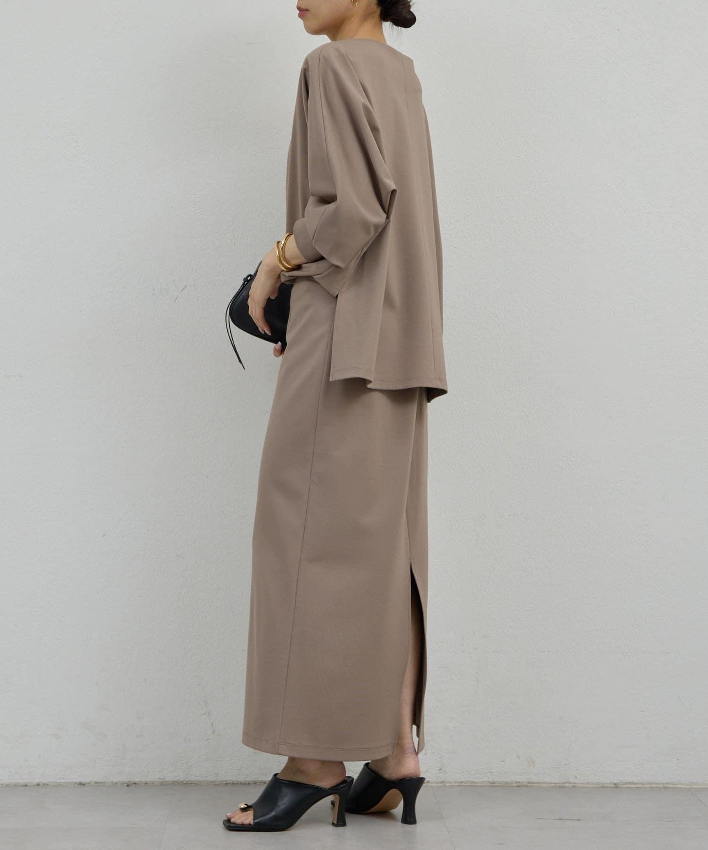 一字肩針織套頭衫