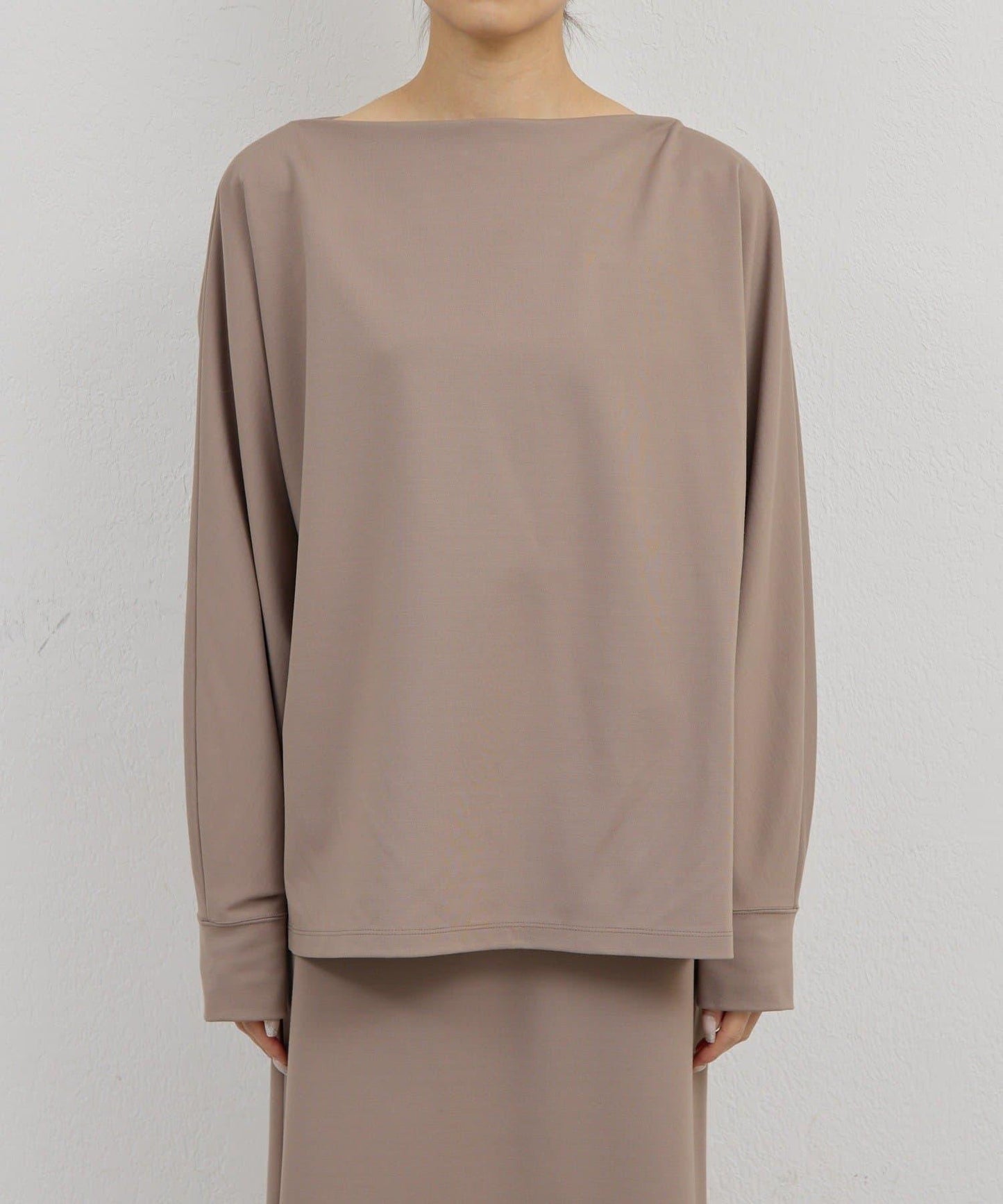 一字肩針織套頭衫