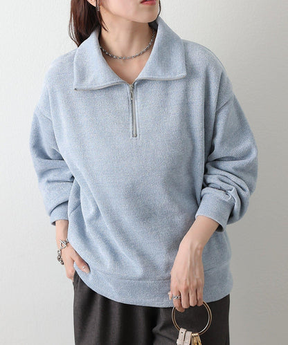 亮片紗半拉鍊套頭衫