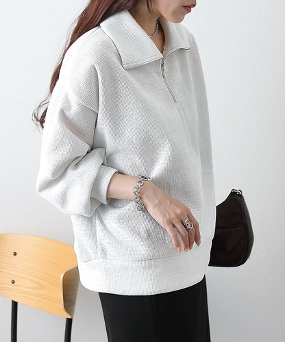 亮片紗半拉鍊套頭衫