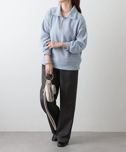 亮片紗半拉鍊套頭衫