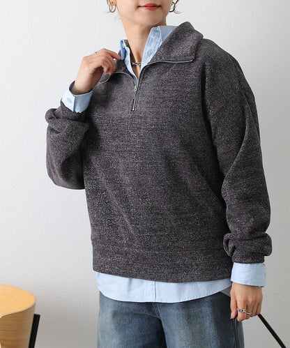 亮片紗半拉鍊套頭衫