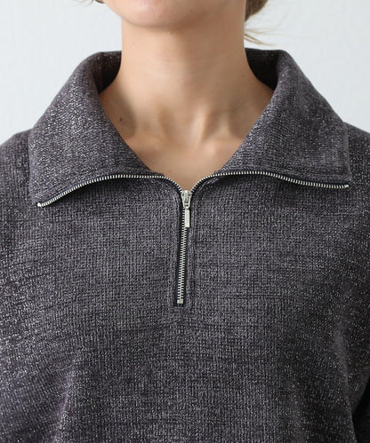 亮片紗半拉鍊套頭衫