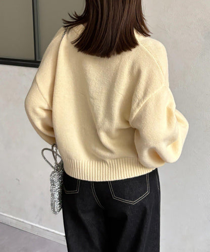 微妙色調紐扣短款開衫