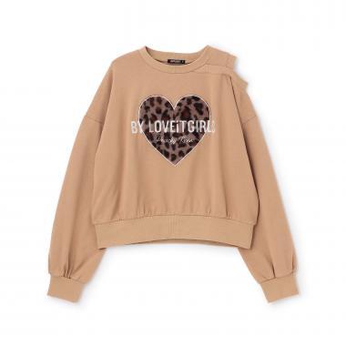 愛心貼布露肩衛衣