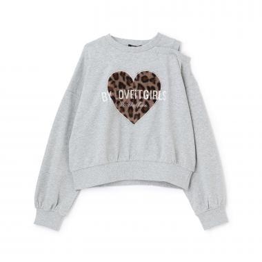 愛心貼布露肩衛衣