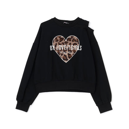 愛心貼布露肩衛衣