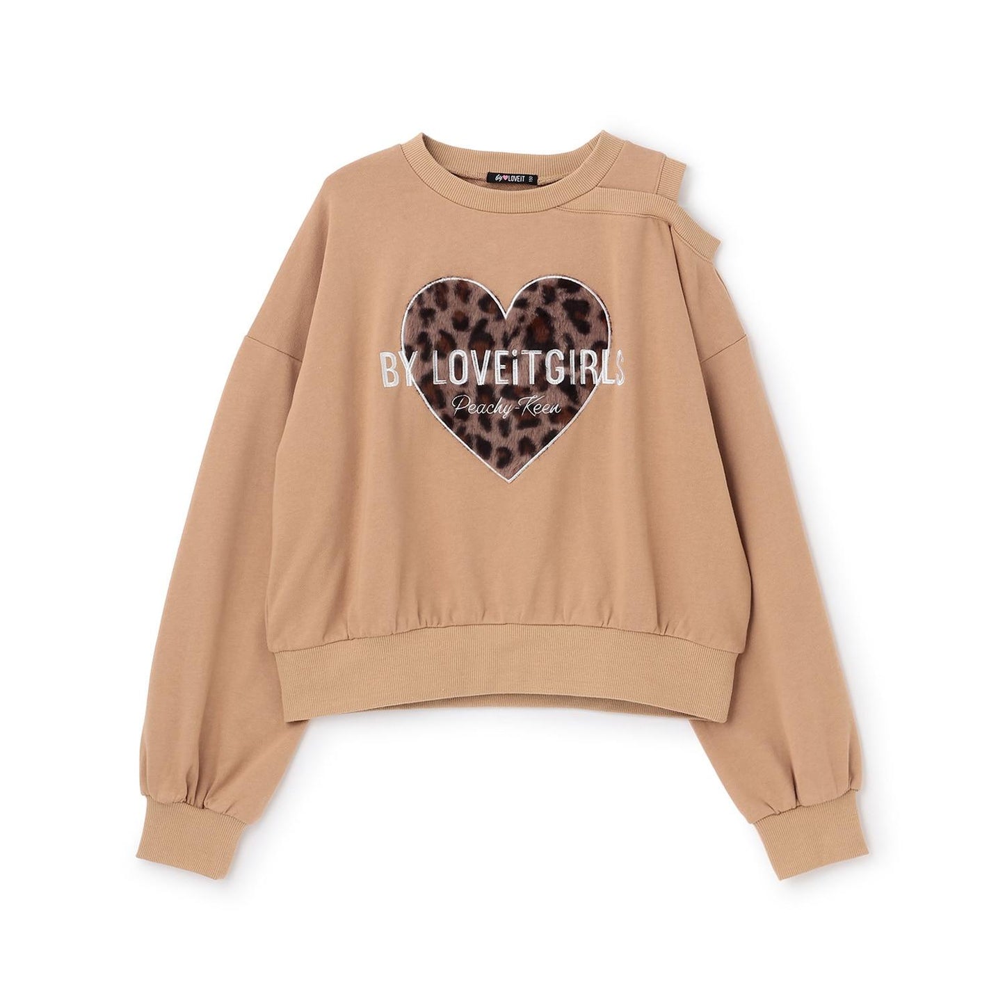 愛心貼布露肩衛衣