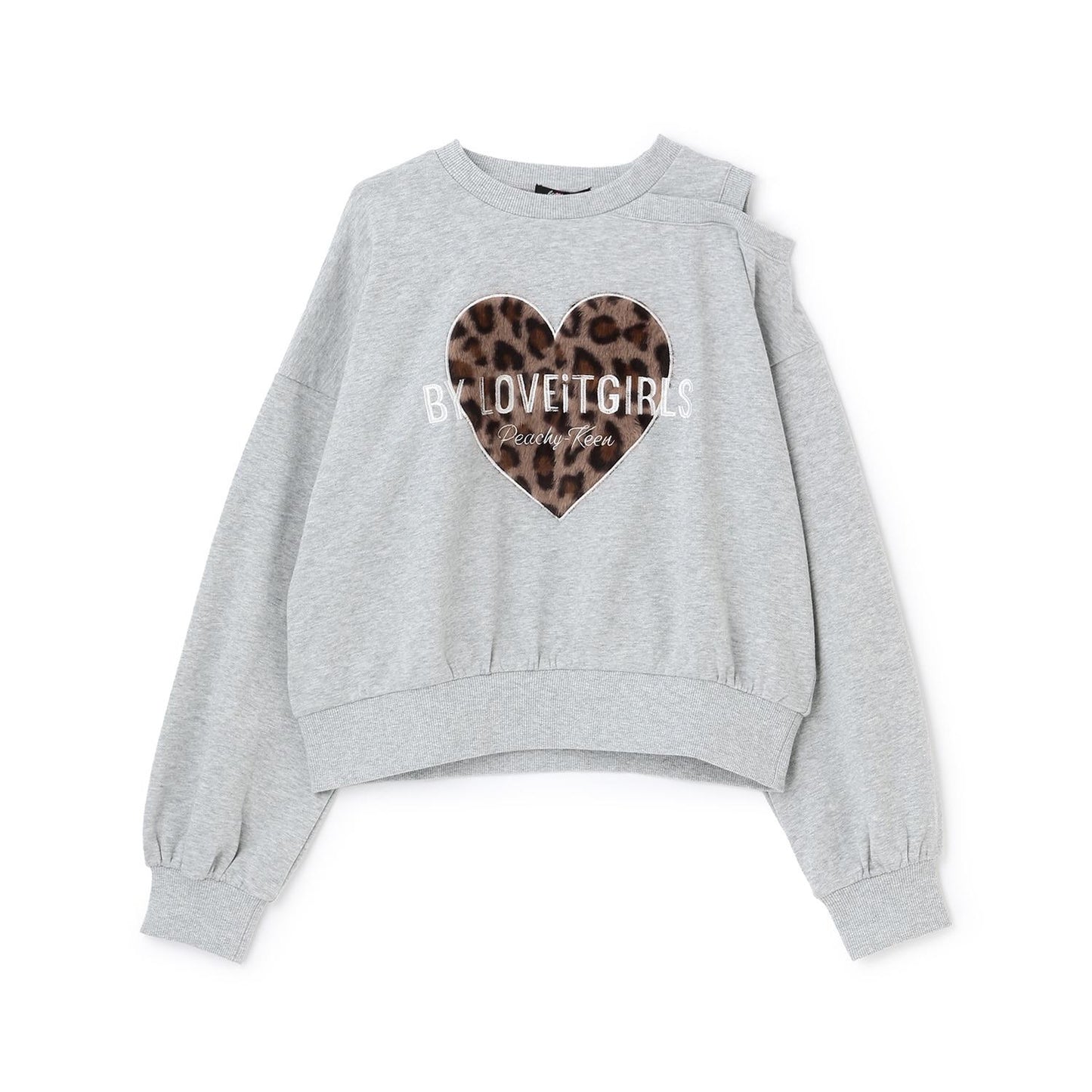 愛心貼布露肩衛衣