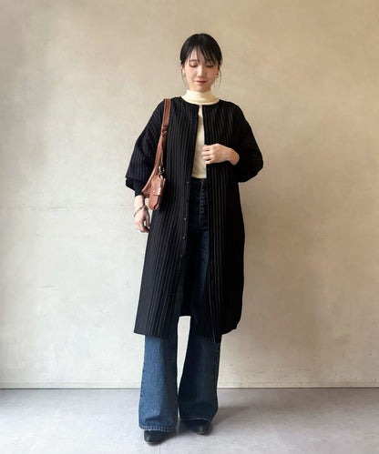 袖口針織襯衫連衣裙