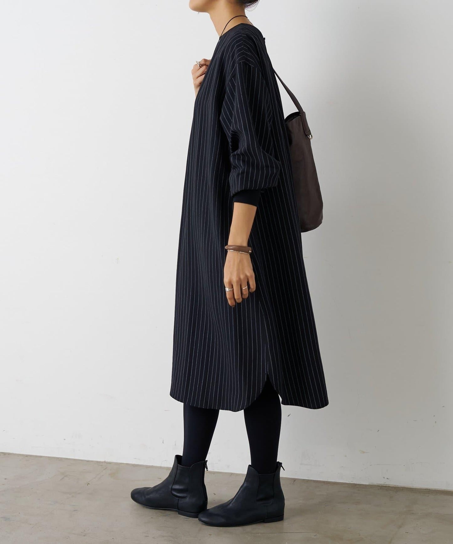 袖口針織襯衫連衣裙