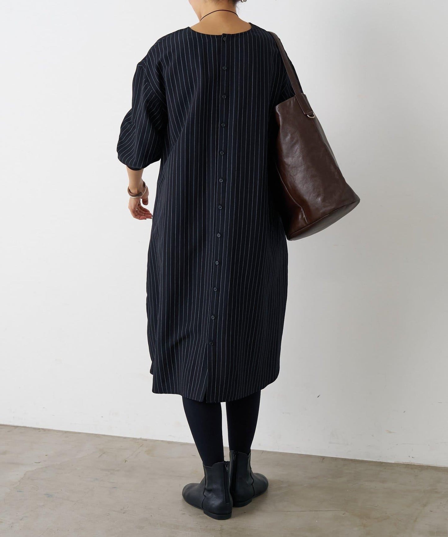 袖口針織襯衫連衣裙