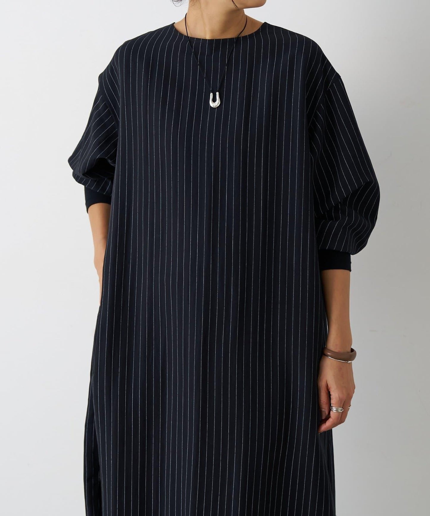 袖口針織襯衫連衣裙