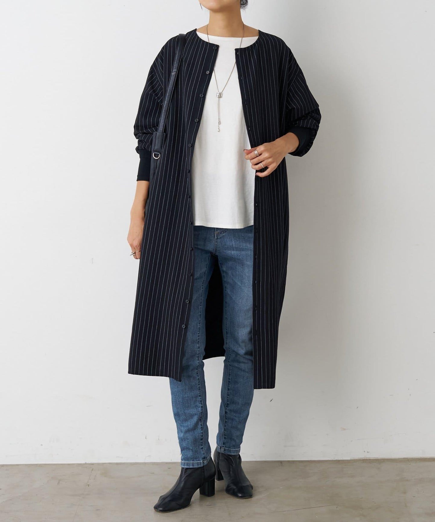 袖口針織襯衫連衣裙