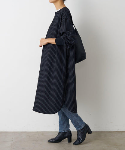 袖口針織襯衫連衣裙