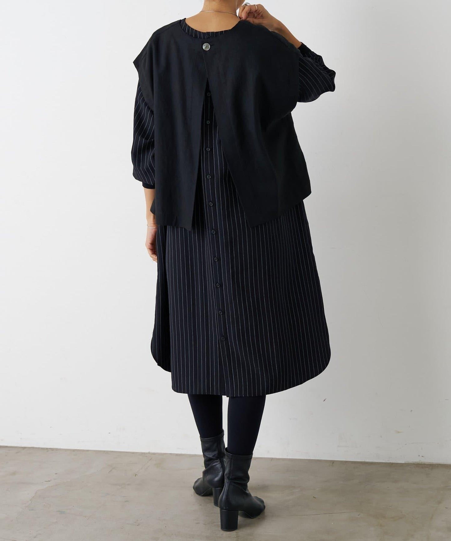 袖口針織襯衫連衣裙