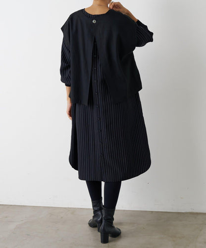 袖口針織襯衫連衣裙