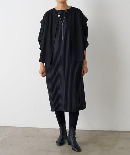 袖口針織襯衫連衣裙