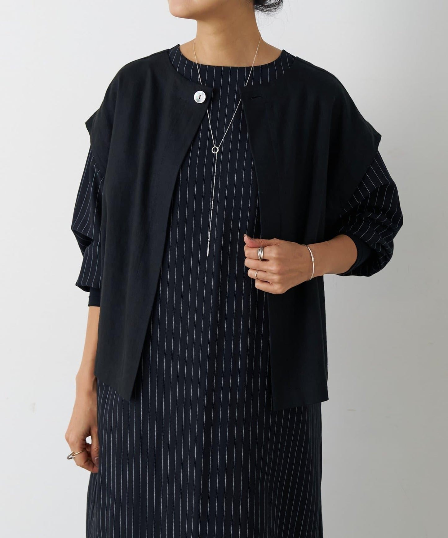 袖口針織襯衫連衣裙