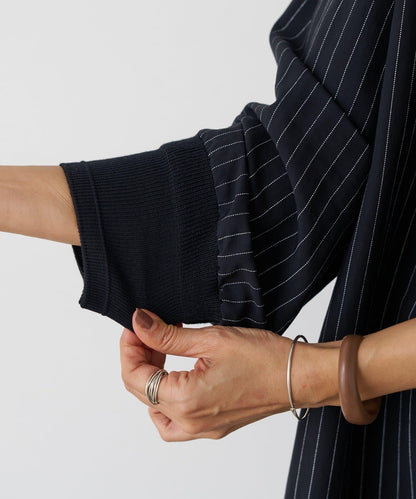 袖口針織襯衫連衣裙