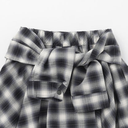格紋不規則下襬半身裙