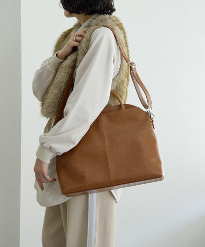 《本革/2way/A4尺寸兼容》雙口袋波士頓包L