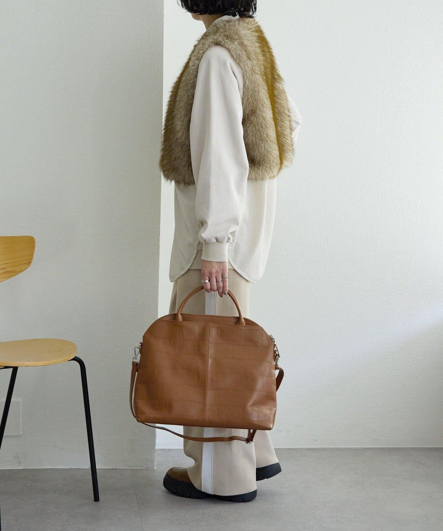 《本革/2way/A4尺寸兼容》雙口袋波士頓包L