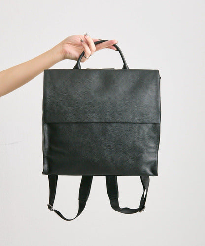 《本革/A4尺寸適用》皮革翻蓋雙肩包