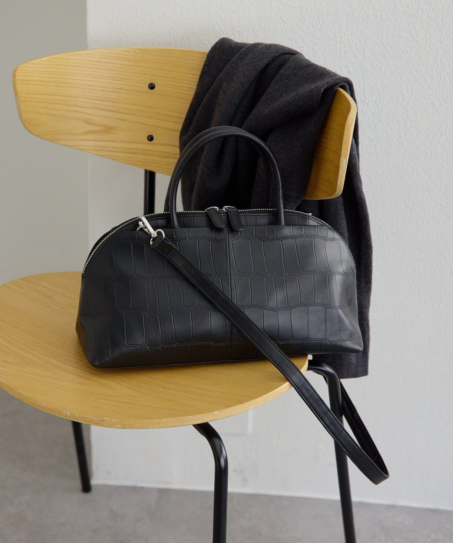 《本革/2way》雙口袋波士頓包S