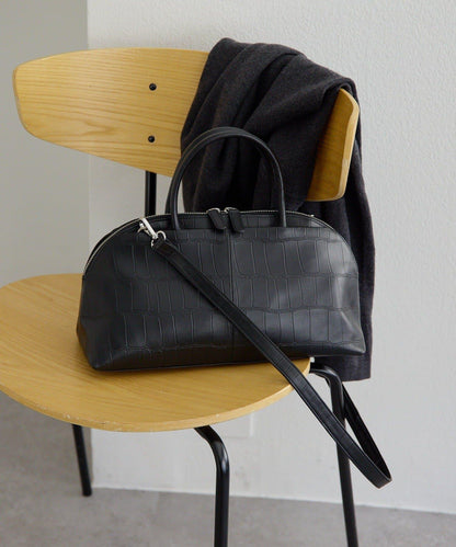 《本革/2way》雙口袋波士頓包S