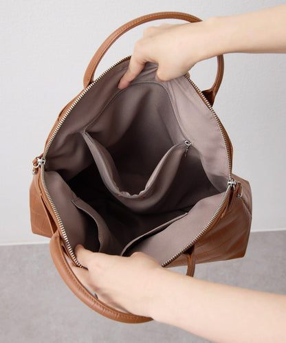 《本革/2way/A4尺寸兼容》雙口袋波士頓包L