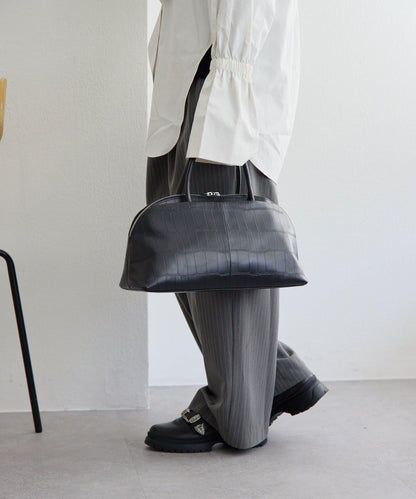 《本革/2way》雙口袋波士頓包S