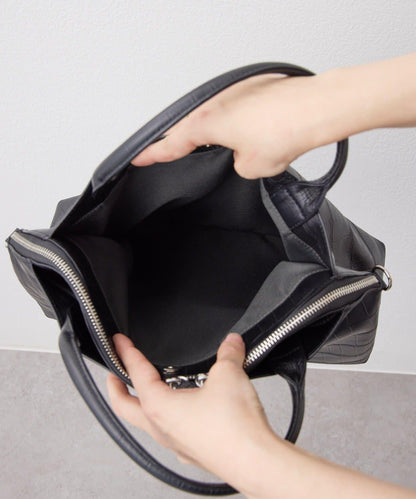 《本革/2way/A4尺寸兼容》雙口袋波士頓包L