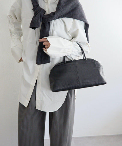 《本革/2way》雙口袋波士頓包S