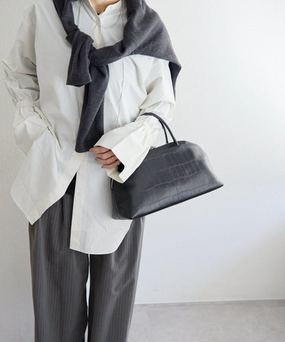 《本革/2way》雙口袋波士頓包S