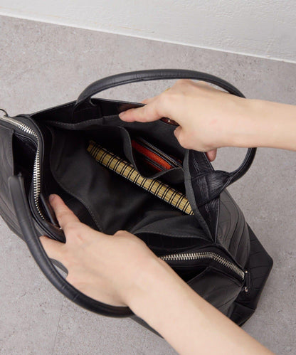 《本革/2way/A4尺寸兼容》雙口袋波士頓包L