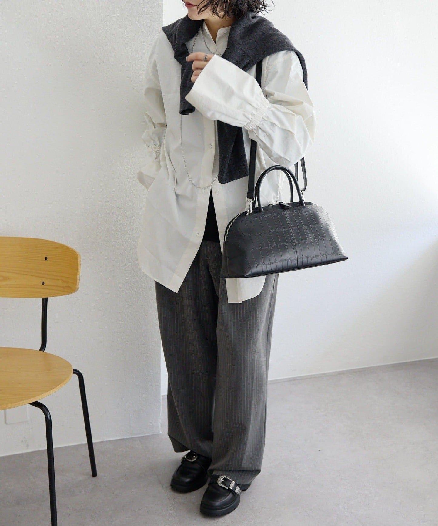 《本革/2way》雙口袋波士頓包S