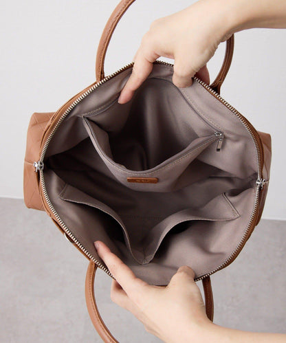 《本革/2way》雙口袋波士頓包S