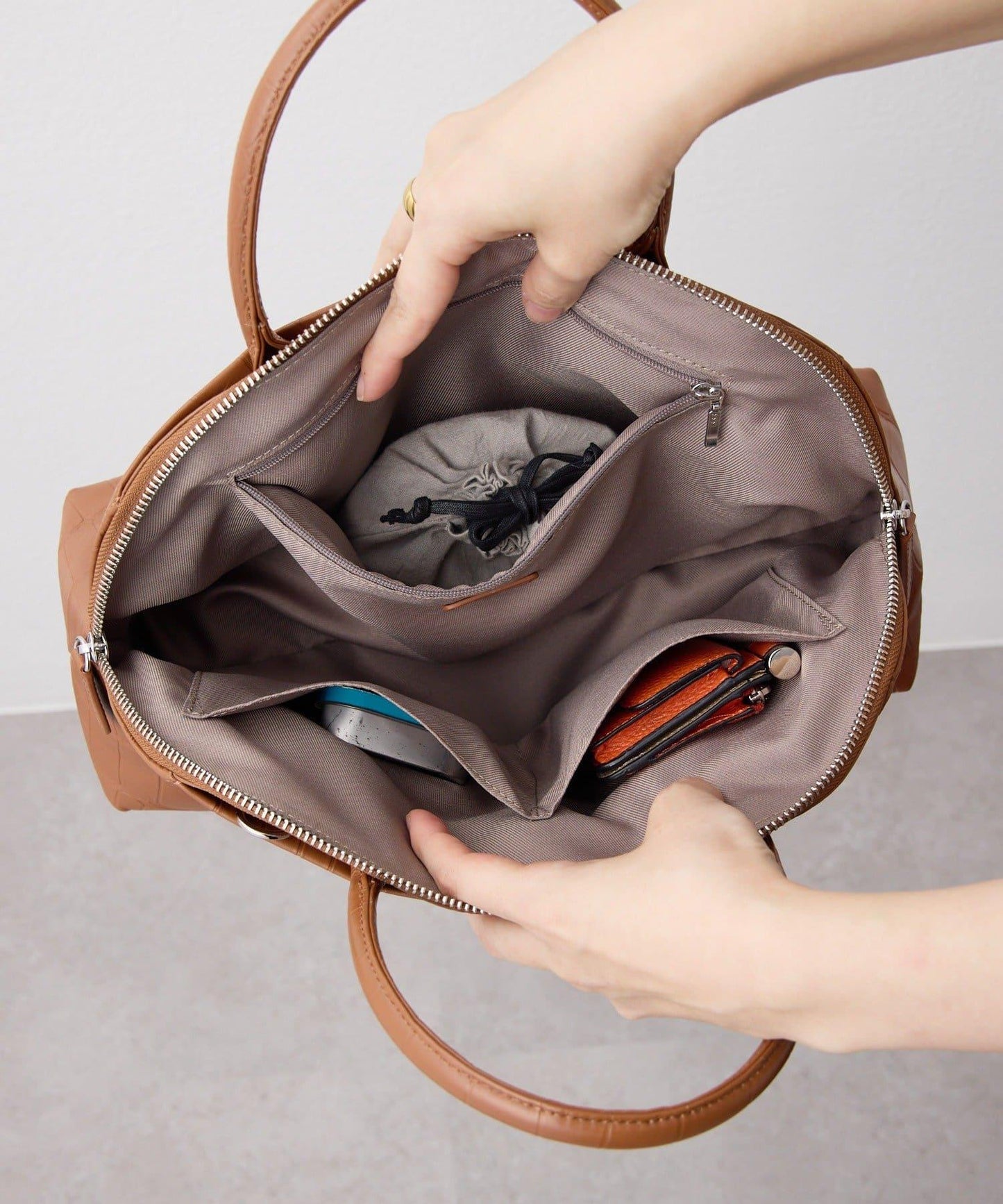 《本革/2way》雙口袋波士頓包S