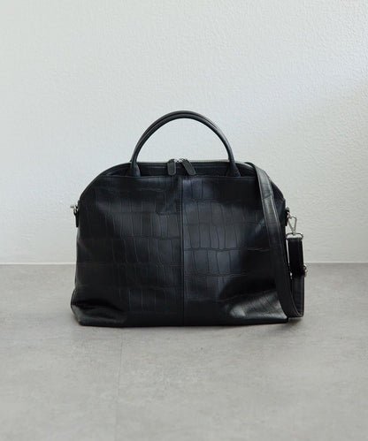 《本革/2way/A4尺寸兼容》雙口袋波士頓包L